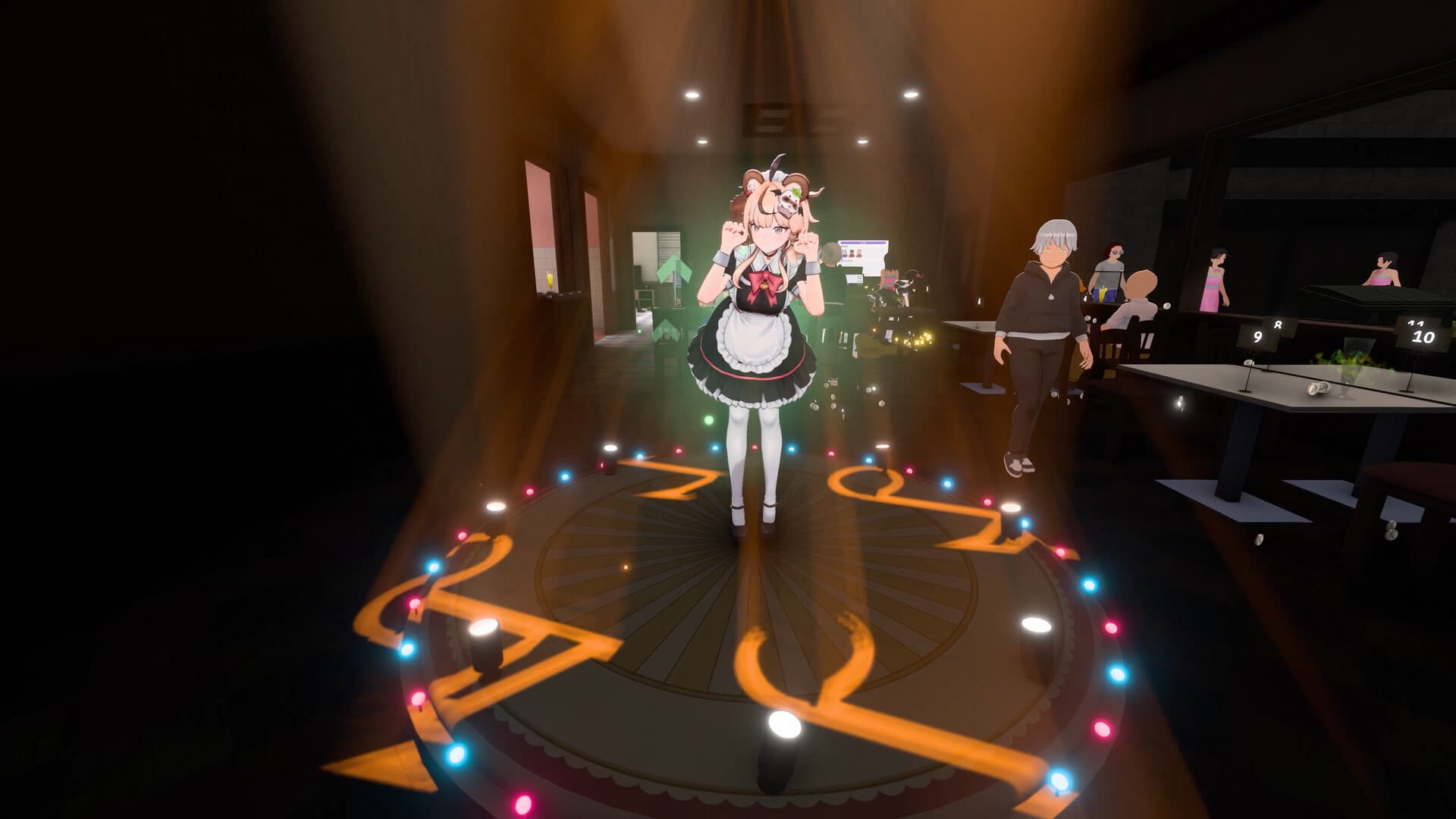 Maid dancing during cafe service