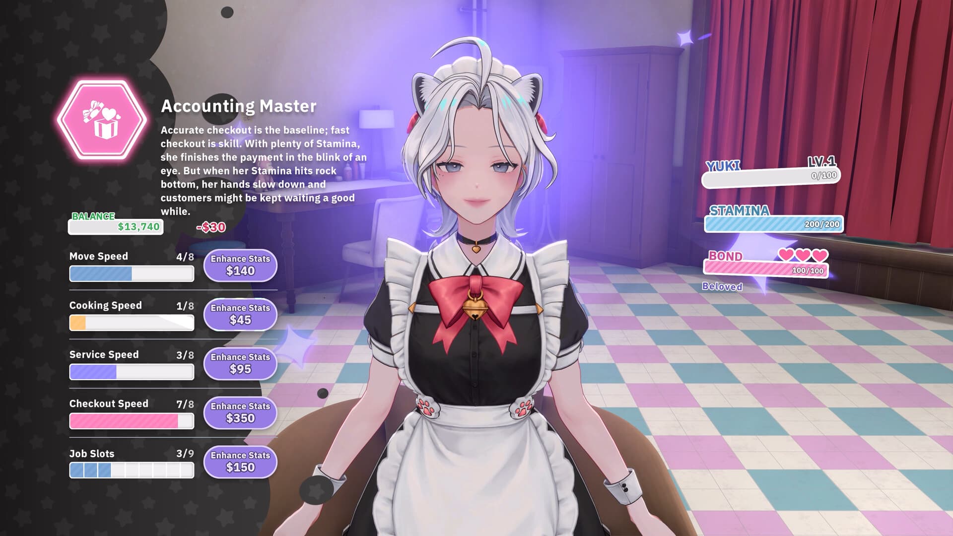 Yuki stats, stamina and bond