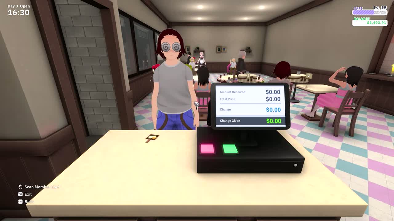 Checkout display showing received amount, price, change and change given